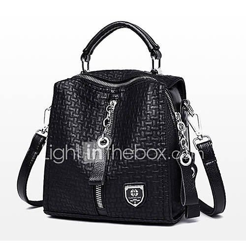 Dames Tassen Pu Schoudertas Knopen Rits Effen Kleur Zwart Zilver Rood huismerk kopen in de aanbieding