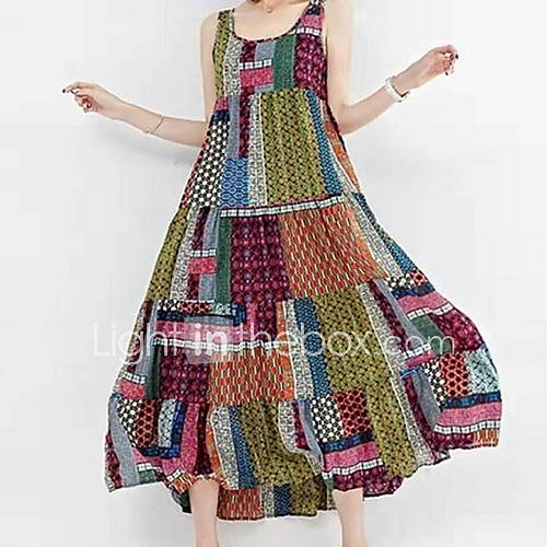 Dames Standaard Wijd Uitlopend Jurk Veters Midi huismerk kopen in de aanbieding