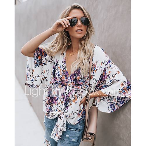 Dames Veters Blouse Geometrisch Blauw huismerk kopen in de aanbieding Dames Veters Blouse Geometrisch Blauw huismerk kopen in de aanbieding