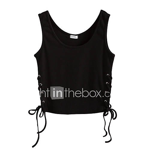 Dames Cut Out Veters Singlet Effen Zwart huismerk kopen in de aanbieding Dames Cut Out Veters Singlet Effen Zwart huismerk kopen in de aanbieding