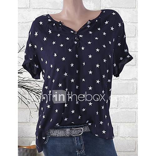 Dames Print Overhemd Geometrisch Marineblauw Xxxl huismerk kopen in de aanbieding