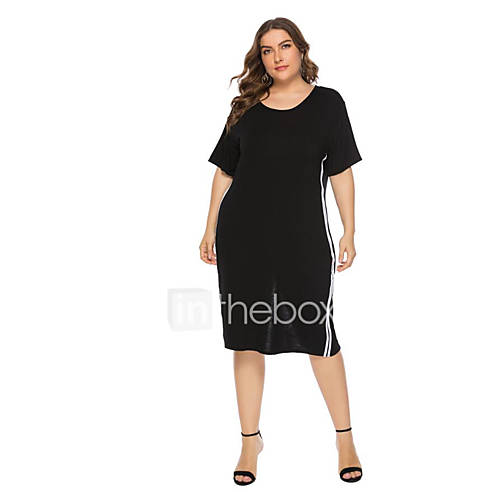 Dames Street Chic Recht Jurk Effen Tot De Knie huismerk kopen in de aanbieding