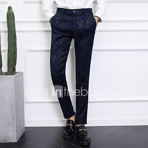 Heren Standaard Chinos Zwaar Katoen Broek Print Geometrisch Patroon Blauw huismerk kopen in de aanbieding