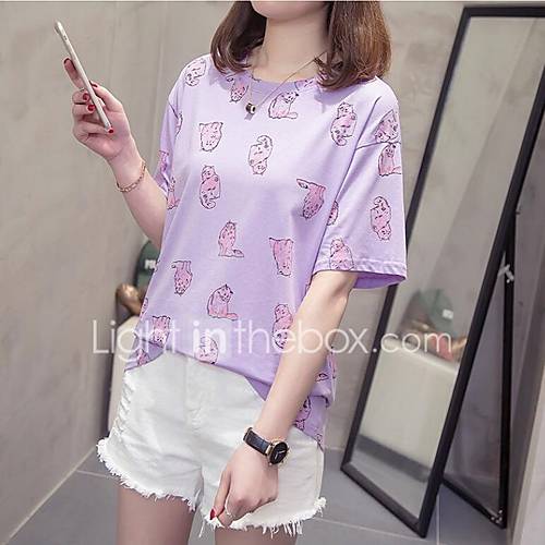 Dames Print T Shirt Grafisch Wit Xxxl huismerk kopen in de aanbieding