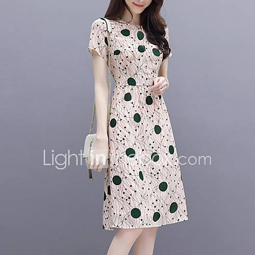 Dames Verfijnd Elegant Schede Jurk Polka Dot Midi huismerk kopen in de aanbieding Dames Verfijnd Elegant Schede Jurk Polka Dot Midi huismerk kopen in de aanbieding