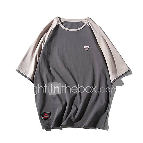 Heren Patchwork T Shirt Kleurenblok Zwart Xl huismerk kopen in de aanbieding