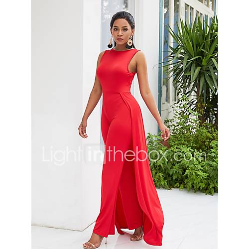 Dames Street Chic Rood Skinny Jumpsuit Effen Patchwork L Xl Xxl huismerk kopen in de aanbieding