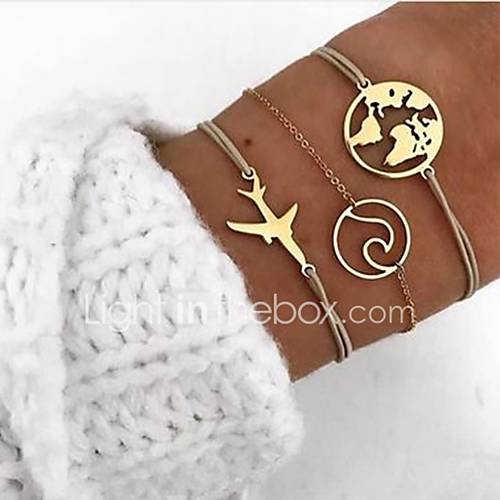 3 Stuks Dames Meerlaags Vintage Armbanden Oorbellen Armband Set Kaarten Vliegtuig Golf Heel Simpel Klassiek Tropisch Modieus Sieraden Goud Voor Dagelijks School Straat huismerk kopen in de aanbieding 3 Stuks Dames Meerlaags Vintage Armbanden Oorbellen Armband Set Kaarten Vliegtuig Golf Heel Simpel Klassiek Tropisch Modieus Sieraden Goud Voor Dagelijks School Straat huismerk kopen in de aanbieding
