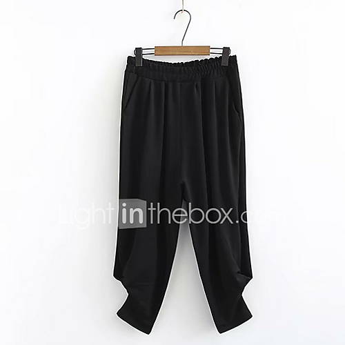 Dames Street Chic Chinos Zwaar Katoen Broek Effen Zwart huismerk kopen in de aanbieding