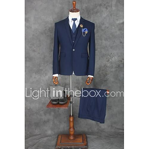 Donker Blauw Gestreept Standaard Pasvorm Katoen Polyester Pak Inkeping Single Breasted Een Knoops Suits huismerk kopen in de aanbieding Donker Blauw Gestreept Standaard Pasvorm Katoen Polyester Pak Inkeping Single Breasted Een Knoops Suits huismerk kopen in de aanbieding