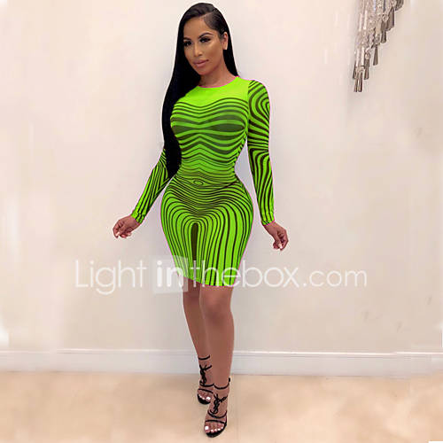 Dames Bodycon Jurk Gestreept Boven De Knie huismerk kopen in de aanbieding