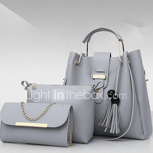 Dames Tassen Pu Zak Set 3 Stuks Purse Kwastje Effen Kleur Beige Grijs Geel huismerk kopen in de aanbieding