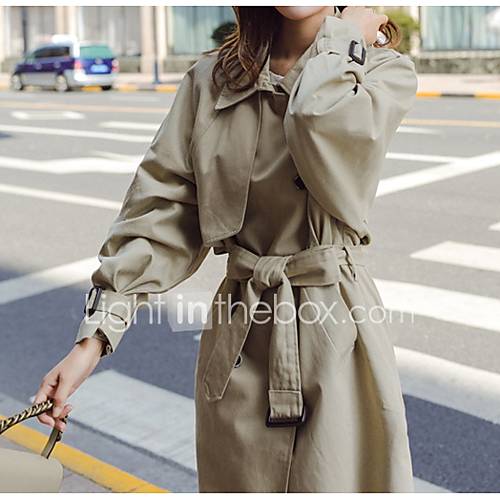 Dames Dagelijks Lang Trenchcoat Effen Rechte Kraag Lange Mouw Katoen Khaki M L Xl huismerk kopen in de aanbieding Dames Dagelijks Lang Trenchcoat Effen Rechte Kraag Lange Mouw Katoen Khaki M L Xl huismerk kopen in de aanbieding