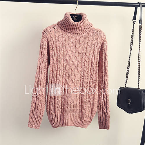 Dames Effen Lange Mouw Pullover Coltrui Lente Zomer Rood Blozend Roze Grijs Een Maat huismerk kopen in de aanbieding