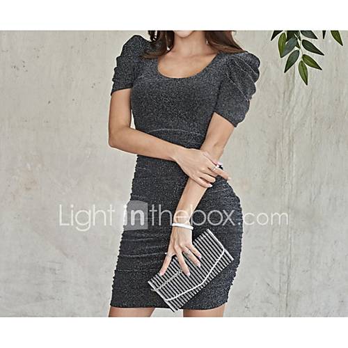 Dames Katoen Bodycon Jurk Je Hals Boven De Knie huismerk kopen in de aanbieding