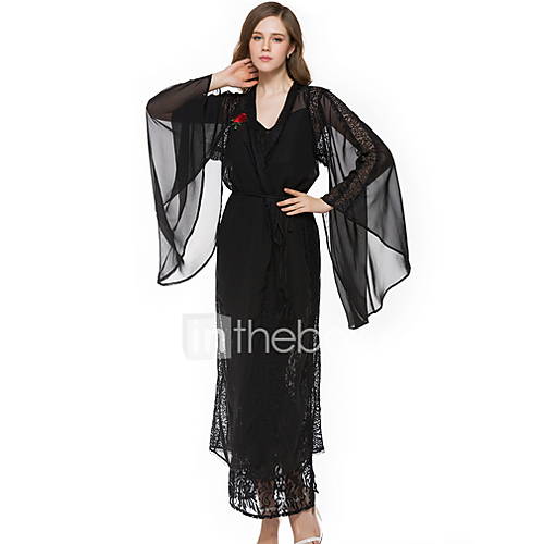 Maxi Swingjurk Dames Chiffon Zwart One Size huismerk kopen in de aanbieding
