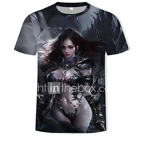 Heren Print T Shirt Kleurenblok 3D Cartoon Donkergrijs Xl huismerk kopen in de aanbieding