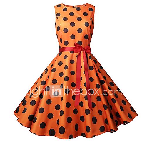 Dames Knielengte Een Lijnjurk Oranje S M L Xl huismerk kopen in de aanbieding