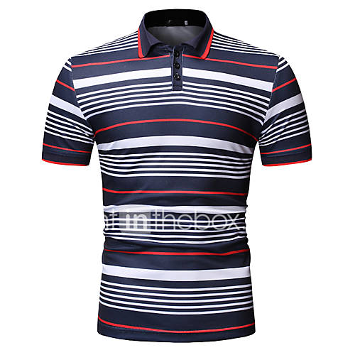 Heren Print Polo Gestreept Kleurenblok Zwart Xl huismerk kopen in de aanbieding