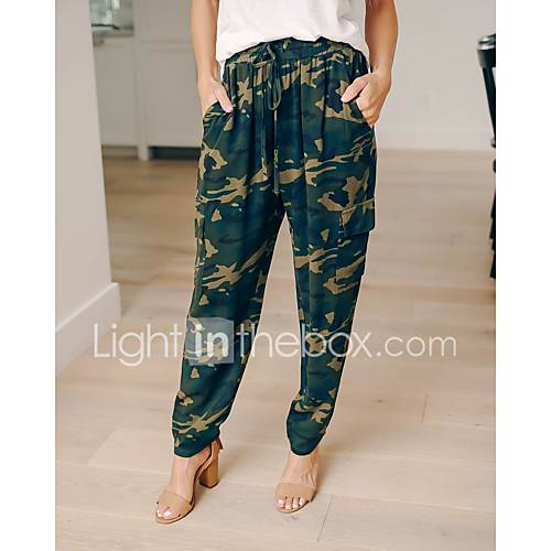 Dames Standaard Street Chic Chinos Zwaar Katoen Joggingbroeken Broek Print Tropisch Leger Groen huismerk kopen in de aanbieding Dames Standaard Street Chic Chinos Zwaar Katoen Joggingbroeken Broek Print Tropisch Leger Groen huismerk kopen in de aanbieding