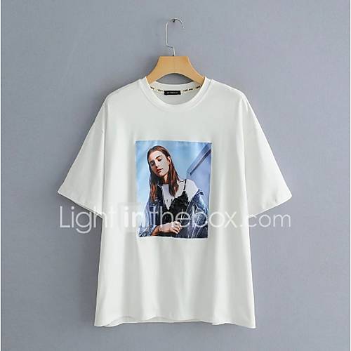 Dames T Shirt Portret Wit Een Maat huismerk kopen in de aanbieding