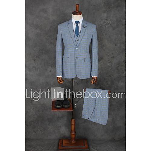 Grijs Gestreept Standaard Pasvorm Katoen Polyester Pak Inkeping Single Breasted Twee Knoops Suits huismerk kopen in de aanbieding Grijs Gestreept Standaard Pasvorm Katoen Polyester Pak Inkeping Single Breasted Twee Knoops Suits huismerk kopen in de aanbieding