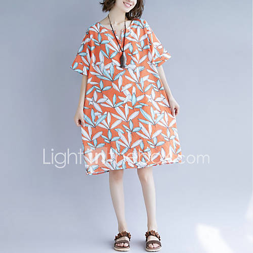 Dames Street Chic Elegant Tuniek Jurk Bloemen Patchwork Boven De Knie huismerk kopen in de aanbieding