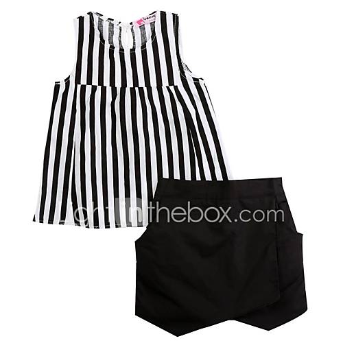 Kinderen Peuter Meisjes Actief Standaard Gestreept Mouwloos Katoen Kledingset Zwart huismerk kopen in de aanbieding
