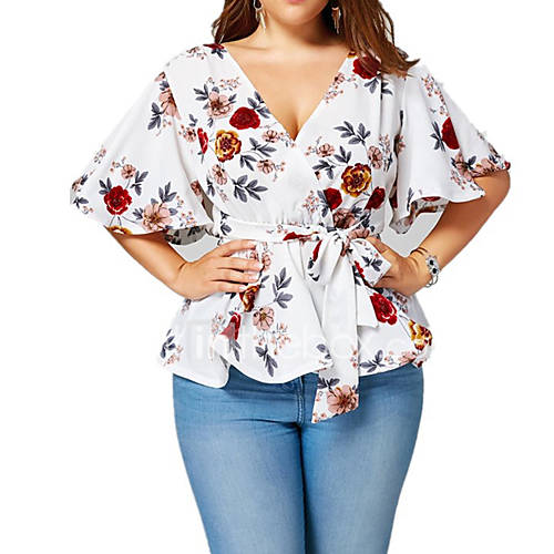 Dames Print T Shirt Bloemen Wit Xxxl huismerk kopen in de aanbieding Dames Print T Shirt Bloemen Wit Xxxl huismerk kopen in de aanbieding