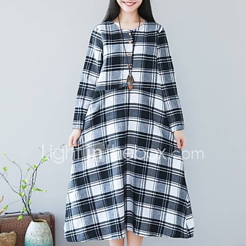 Midi A Line Damesjurk Dames Paars Zwart M L Xl Xxl huismerk kopen in de aanbieding