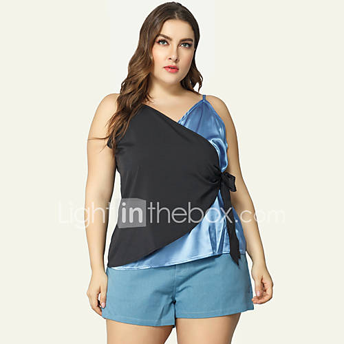 Dames Singlet Kleurenblok Zwart Xxl huismerk kopen in de aanbieding