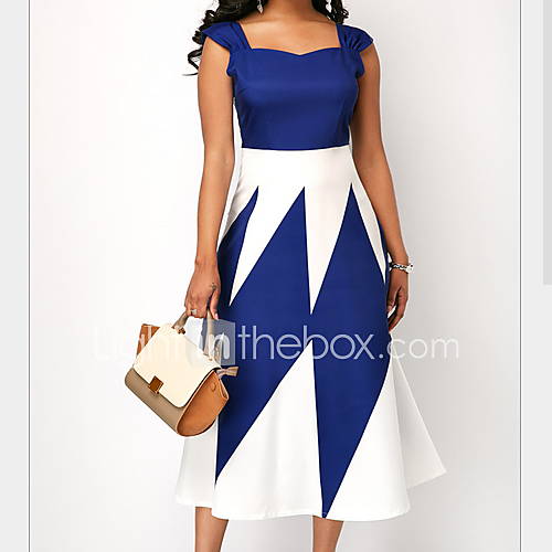 Maxi Swing Damesjurk Vierkante Hals Paars Zwart Blauw S M L Xl huismerk kopen in de aanbieding