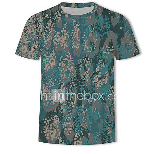 Heren Print T Shirt Gestreept Kleurenblok 3D Blauw Xxxxl huismerk kopen in de aanbieding