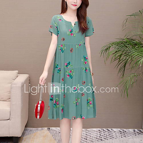 Dames Elegant A Lijn Jurk Geometrisch Tot De Knie huismerk kopen in de aanbieding