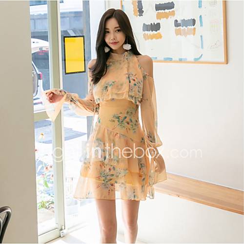 Dames Standaard Skater Jurk Geometrisch Print Boven De Knie huismerk kopen in de aanbieding