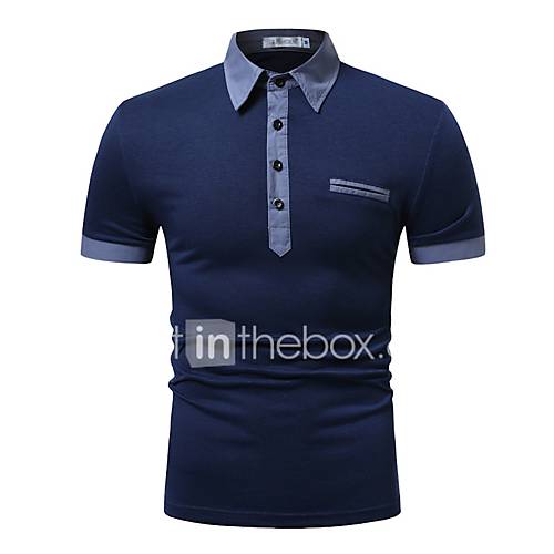 Heren Polo Kleurenblok Blauw Xl huismerk kopen in de aanbieding