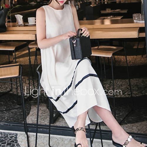 Dames Standaard Recht Jurk Gestreept Midi huismerk kopen in de aanbieding