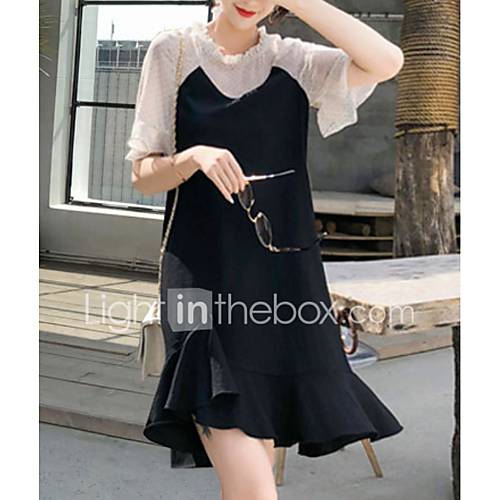 Dames Knielengte Een Lijnjurk Zwart L Xl Xxl Xxxl huismerk kopen in de aanbieding