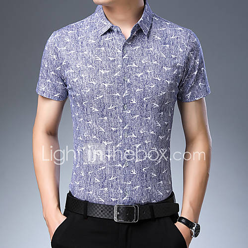 Heren Print Overhemd Kleurenblok Blauw Xl huismerk kopen in de aanbieding