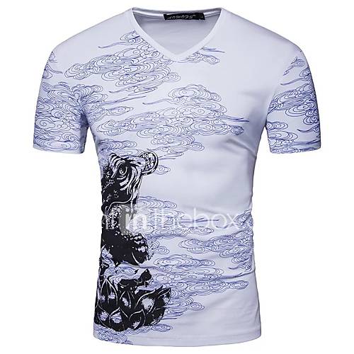 Heren Strik Jacquard T Shirt Grafisch Wit huismerk kopen in de aanbieding
