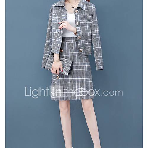 Dames Blazer Ingesneden Revers Polyester Bruin Grijs L Xl Xxl huismerk kopen in de aanbieding