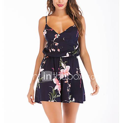 Dames Print Bodysuit Bloemen Marine Blauw huismerk kopen in de aanbieding