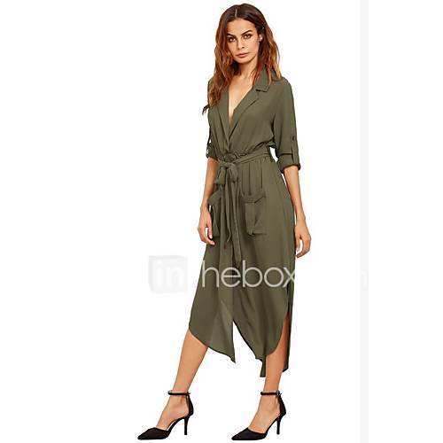 Dames Street Chic Elegant Wijd Uitlopend Jurk Effen Veters Patchwork Midi huismerk kopen in de aanbieding Dames Street Chic Elegant Wijd Uitlopend Jurk Effen Veters Patchwork Midi huismerk kopen in de aanbieding