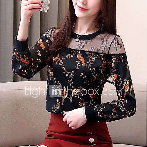 Dames Print Blouse Dier Zwart Xl huismerk kopen in de aanbieding