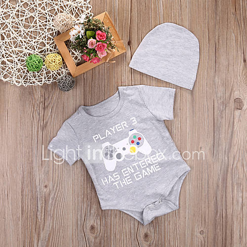 2 Stuks Baby Jongens Standaard Print Korte Mouw Katoen Polyester Spandex Bodysuit Lichtgrijs huismerk kopen in de aanbieding 2 Stuks Baby Jongens Standaard Print Korte Mouw Katoen Polyester Spandex Bodysuit Lichtgrijs huismerk kopen in de aanbieding