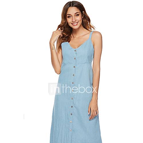 Dames Street Chic Denim Jurk Effen Patchwork Tot De Knie huismerk kopen in de aanbieding