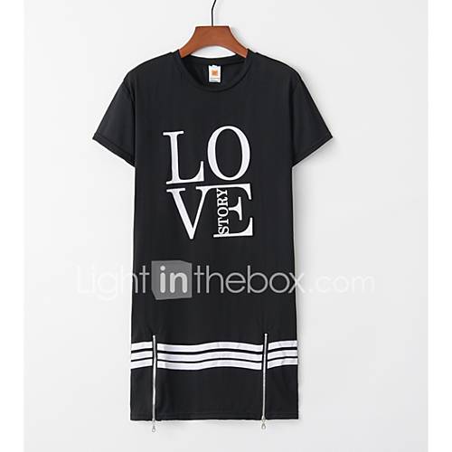 Dames Standaard Recht Jurk Letter Mini huismerk kopen in de aanbieding