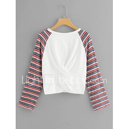 Dames Patchwork T Shirt Gestreept Wit huismerk kopen in de aanbieding