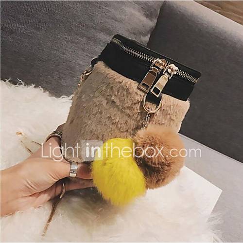 Dames Tassen Konijnen Bont Crossbodytas Pom Blozend Roze Grijs Khaki huismerk kopen in de aanbieding