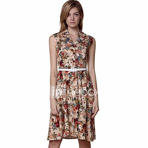 Midi Swing Damesjurk V Hals Zwart Geel S M L Xl huismerk kopen in de aanbieding